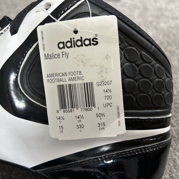 Adidas Malice Fly G2307 Mens Size 15 Black White Football Cleats Shoes New main image 7